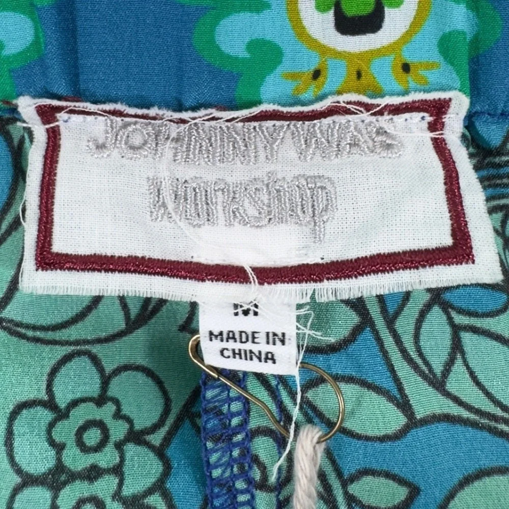 Johnny Was Diomedes Villa Silk Wide Leg Pant Blue Green Floral Med. Boho Luxury - Picture 12 of 12